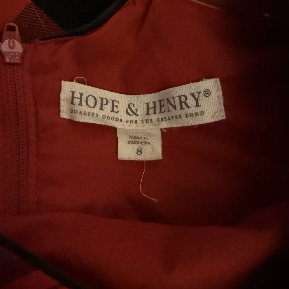 Hope and‎ Henry Red Plaid Christmas Holiday Dress Kids Girls Size 8 Velvet Trim